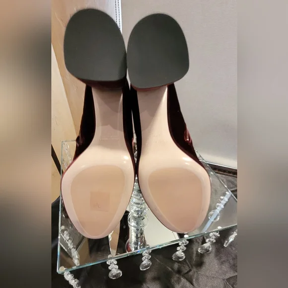 Rare Find Miu Miu BordeauxBurgundy Velvet Ankle Boots Claret. Size 7 1/2 M